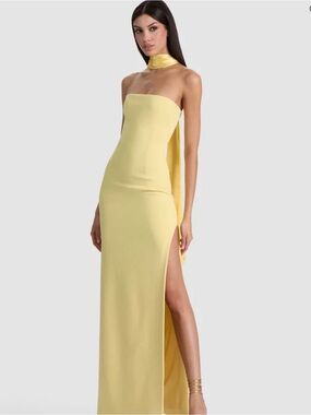 Alice + Olivia Pale Yellow Strapless Dress